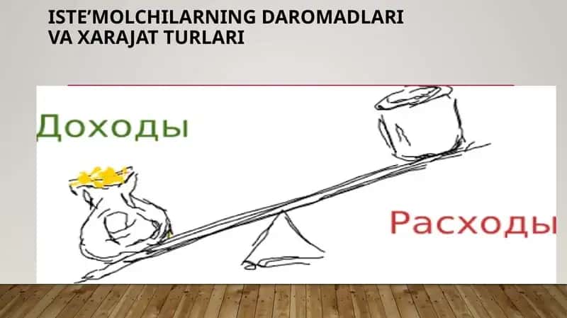 ISTE’MOLCHILARNING DAROMADLARIVA XARAJAT TURLARI