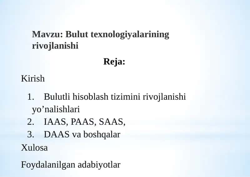 Buluttexnologiyalarining rivojlanishi