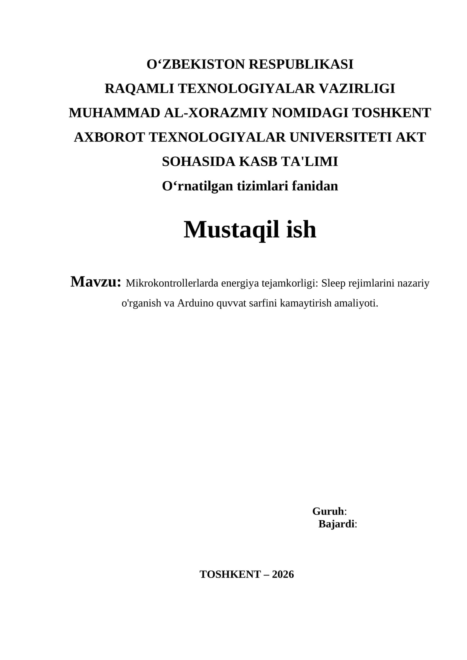 Mikrokontrollerlarda energiya tejamkorligi: