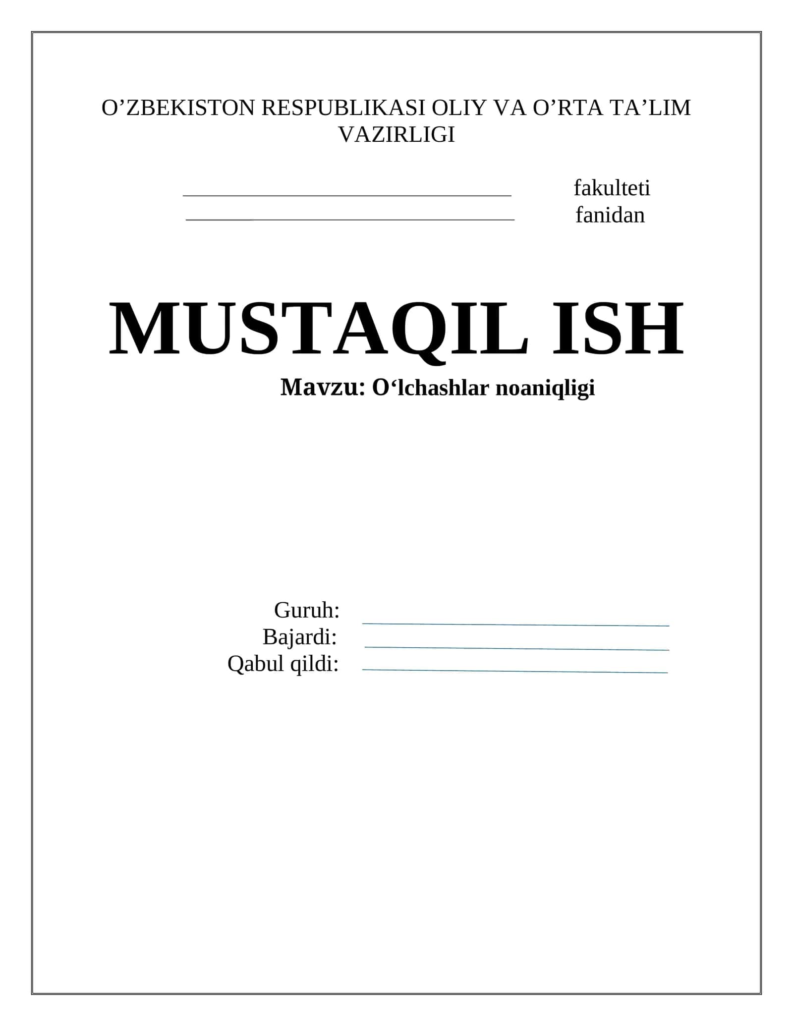 O‘lchаshlаr nоаniqligi