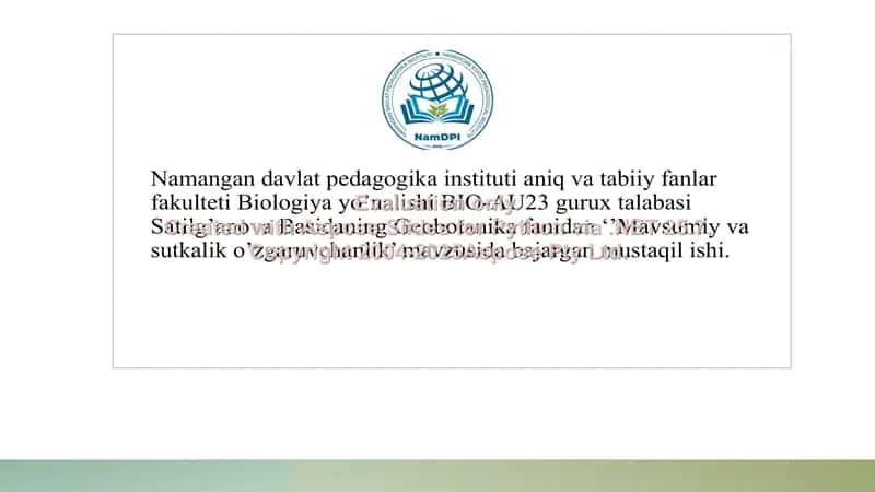 Mavsumiy va sutkalik oʻzgaruvchanlik
