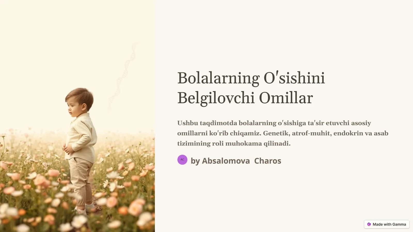 Bolalarning O'sishini Belgilovchi Omillar