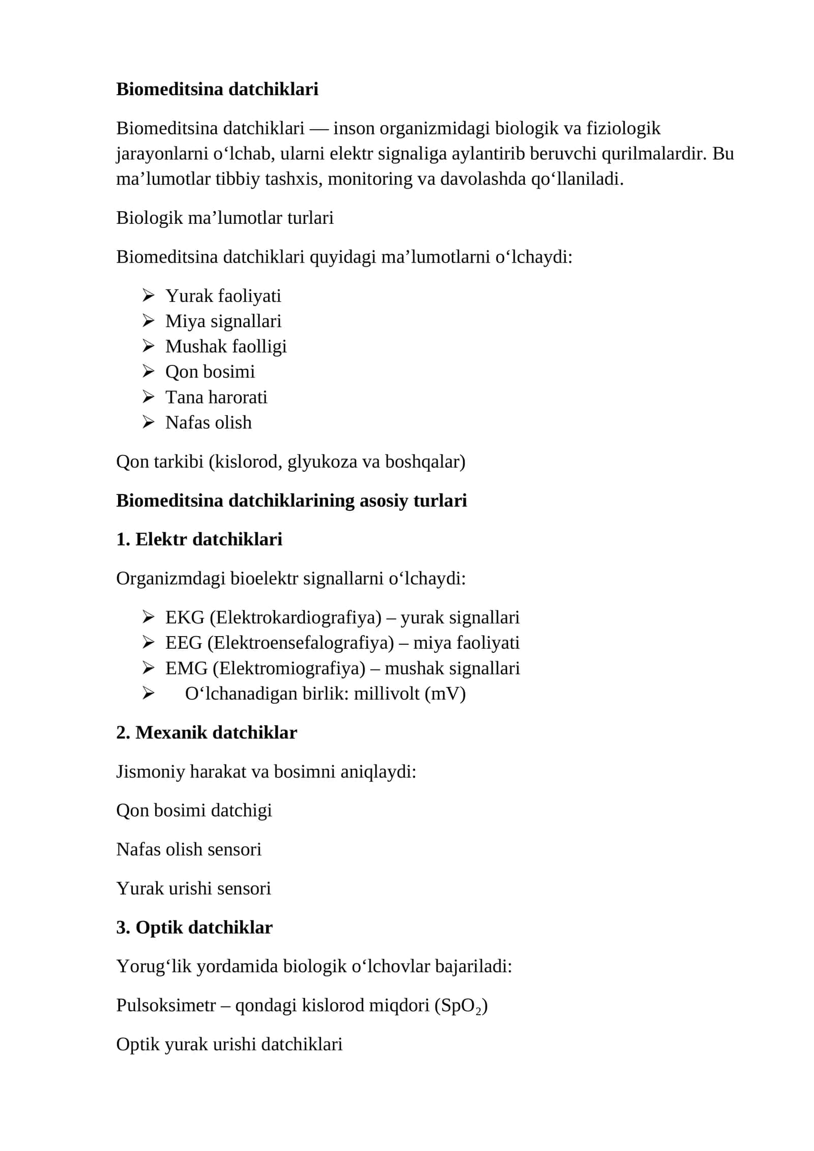 Biomeditsina datchiklari