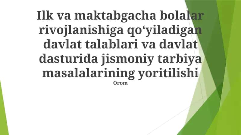 Maktabgacha yoshdagi bolalar uchun jismoniy tarbiya resurslari
