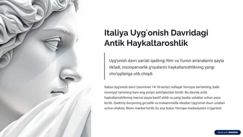 Italiya Uygʻonish Davridagi Antik Haykaltaroshlik