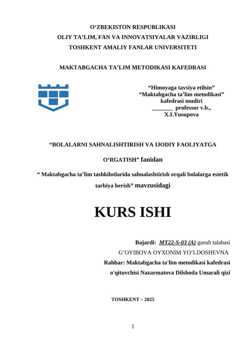 Maktabgacha ta’lim tashkilotlarida sahnalashtirish orqali bolalarga estetik tarbiya berish.docx