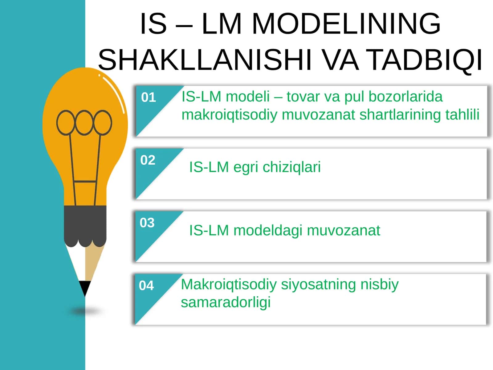 IS – LM MODELINING SHAKLLANISHI VA TADBIQI