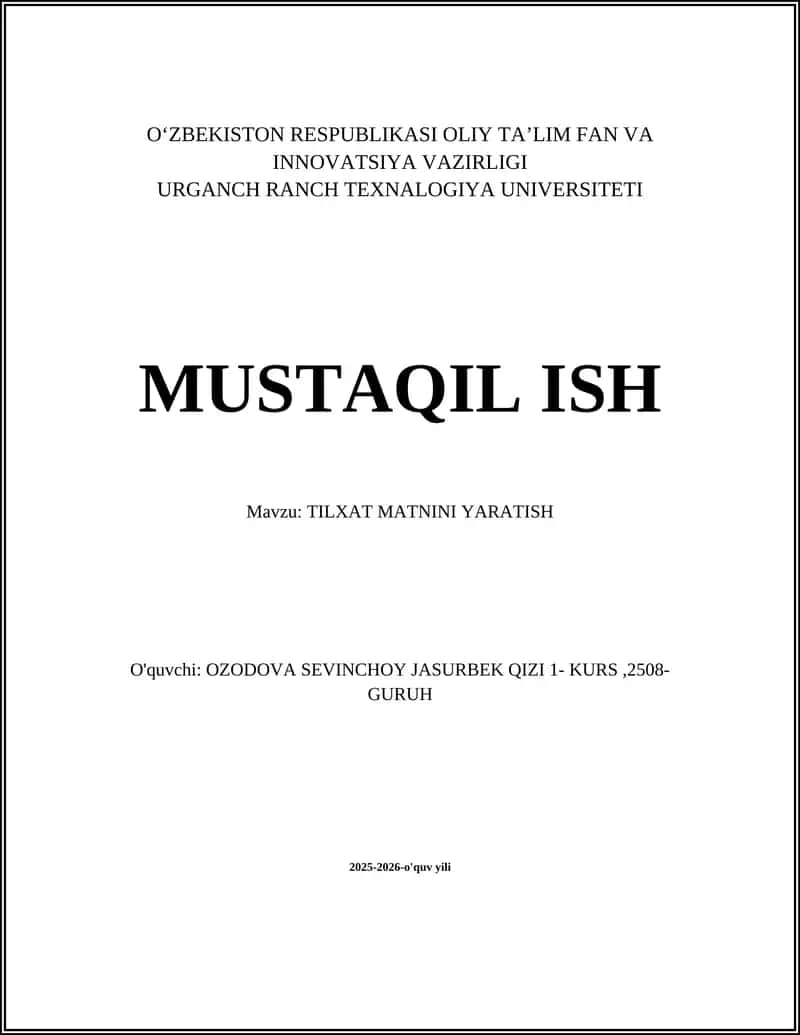 Tilxat matnini yaratish