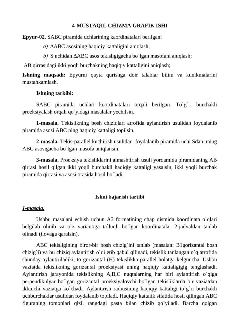 MUSTAQIL CHIZMA GRAFIK ISHI