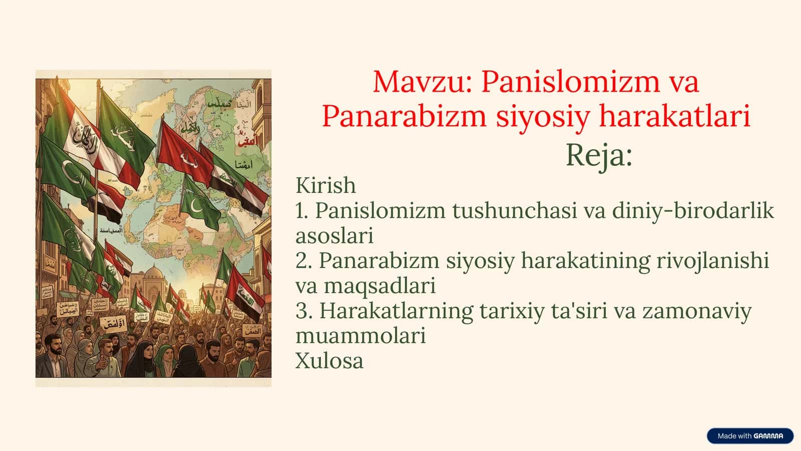 Panislomizm va Panarabizm siyosiy harakatlari
