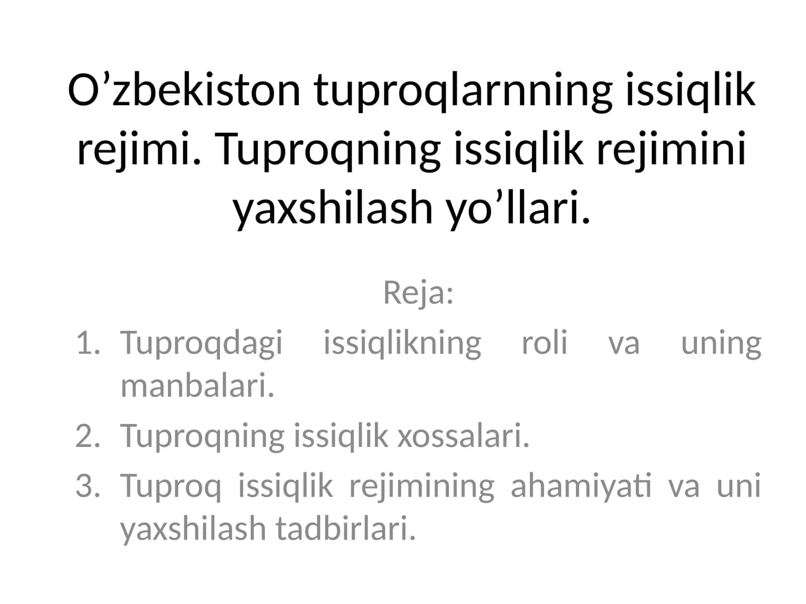Tuproqning issiqlik rejimi