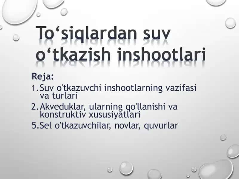 Suv o'tkazuvchi inshootlarning vazifasi va turlari, To'siqlardan suv o'tkazish inshootlari