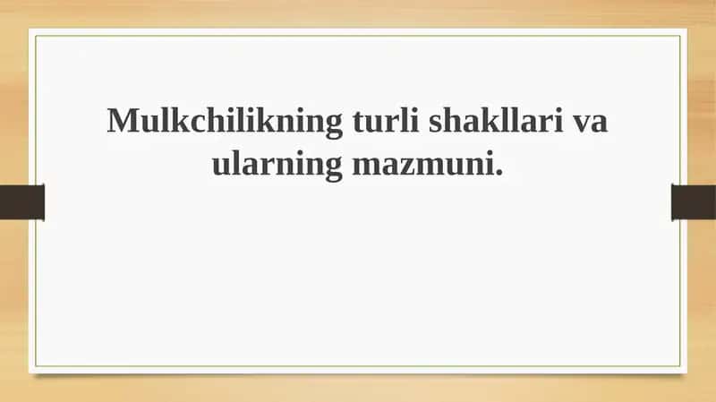 Mulkchilikning turlari