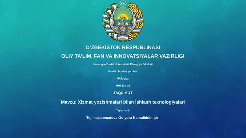 Xizmat yozishmalari bilan ishlash texnologiyalari