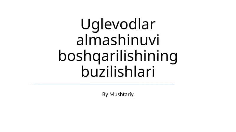 Uglevodlar almashinuvi boshqarilishining buzilishlari