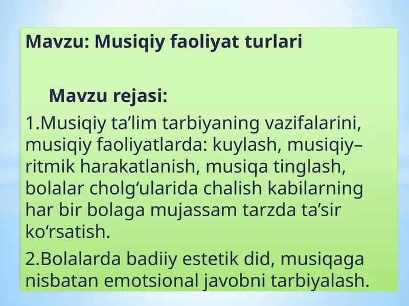 Musiqiy Ta'lim Tarbiyasi