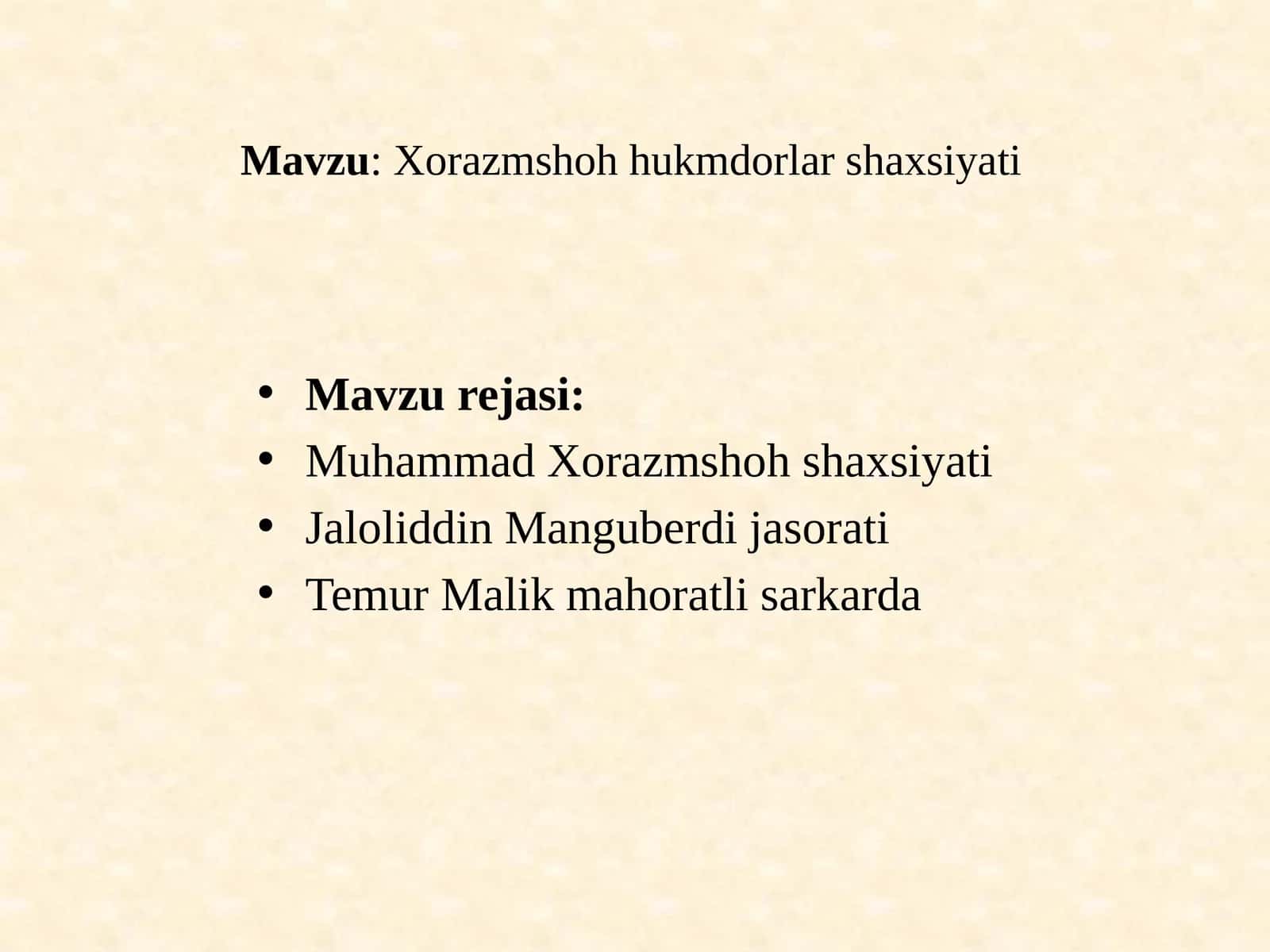 Xorazmshoh hukmdorlar shaxsiyati