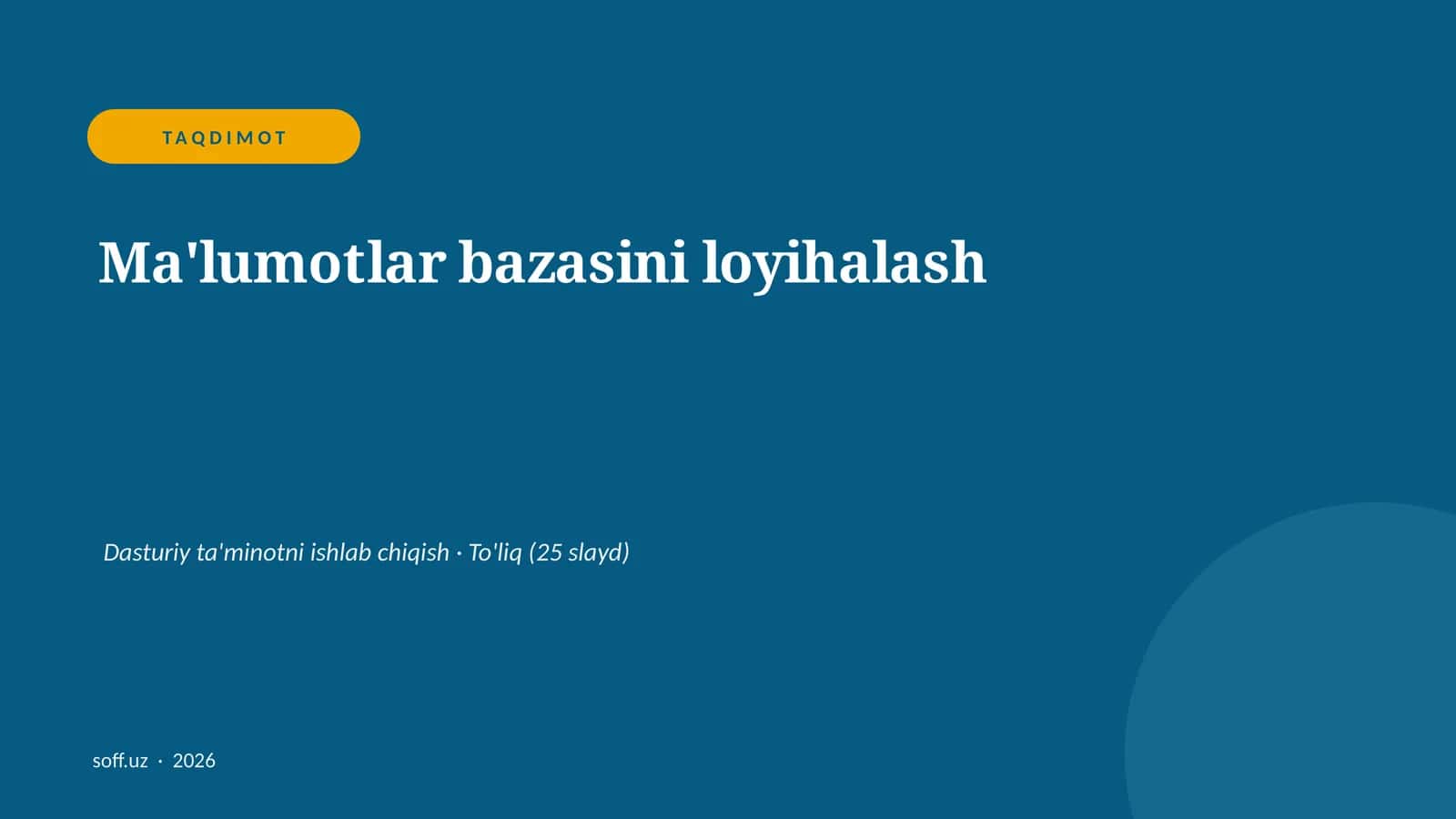 Ma'lumotlar bazasini loyihalash