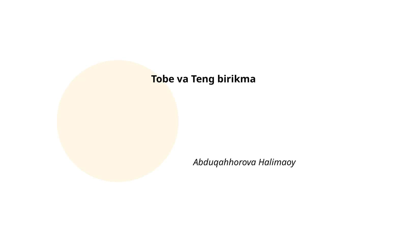 To‘be va Teng birikma