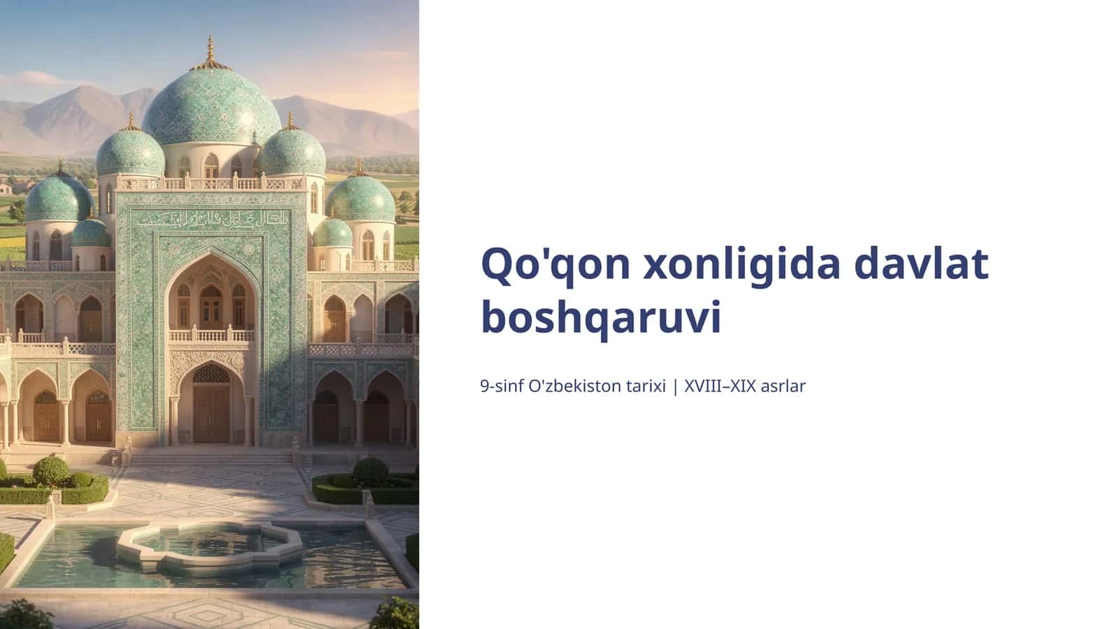 Qo'qon xonligida davlat boshqaruvi