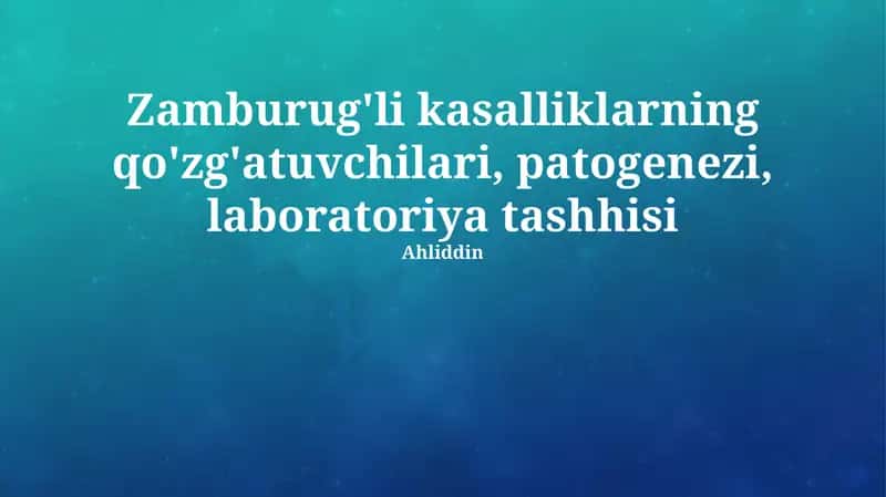 Zambarli kasalliklarning laboratoriya tashhisi