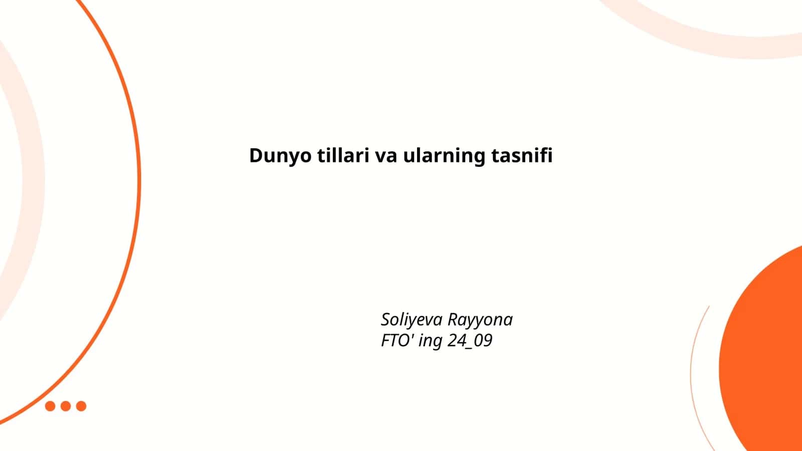 Dunyo tillari va ularning tasnifi