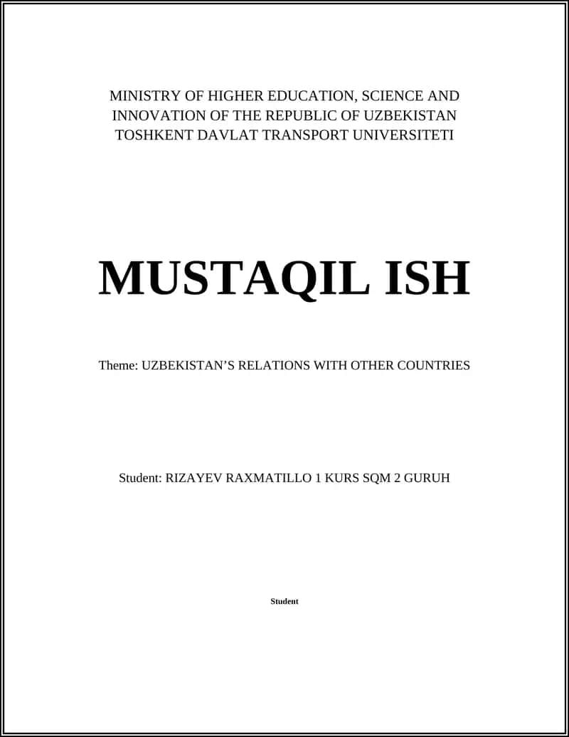 Uzbekistanʼs Relations with Other Countries