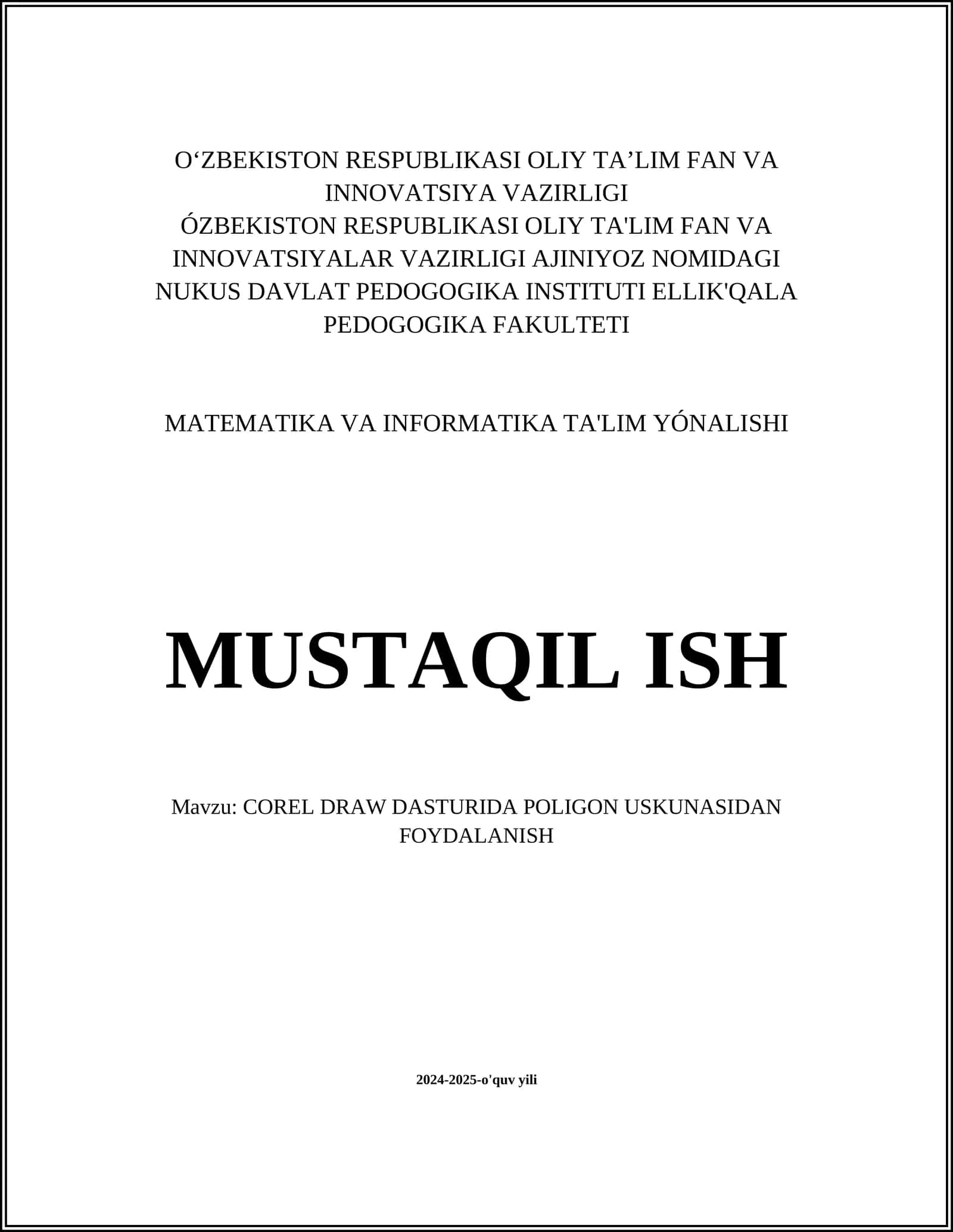 COREL DRAW DASTURIDA POLIGON USKUNASIDAN FOYDALANISH