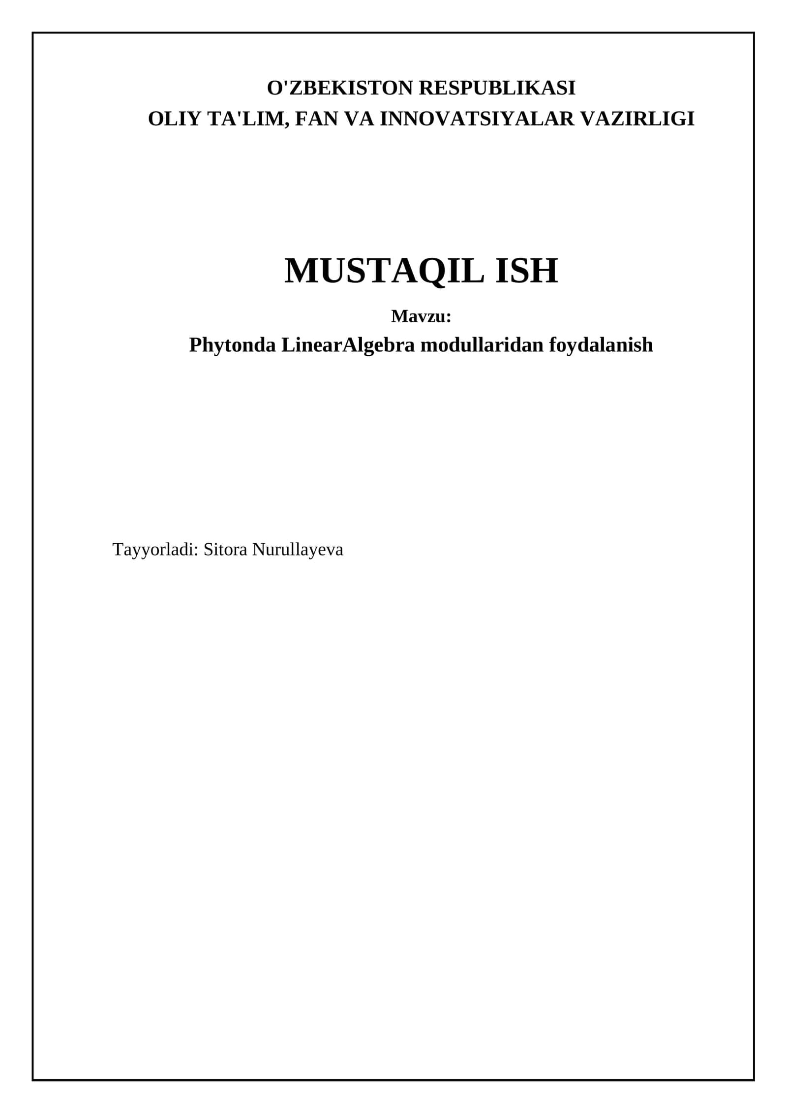 Phytonda LinearAlgebra modullaridan foydalanish