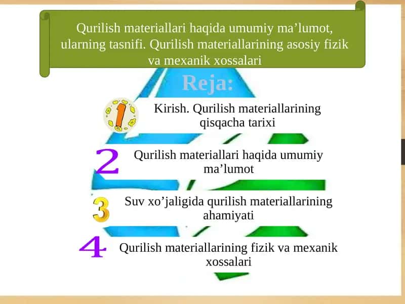 Qurilish materiallari va ularning tasnifi