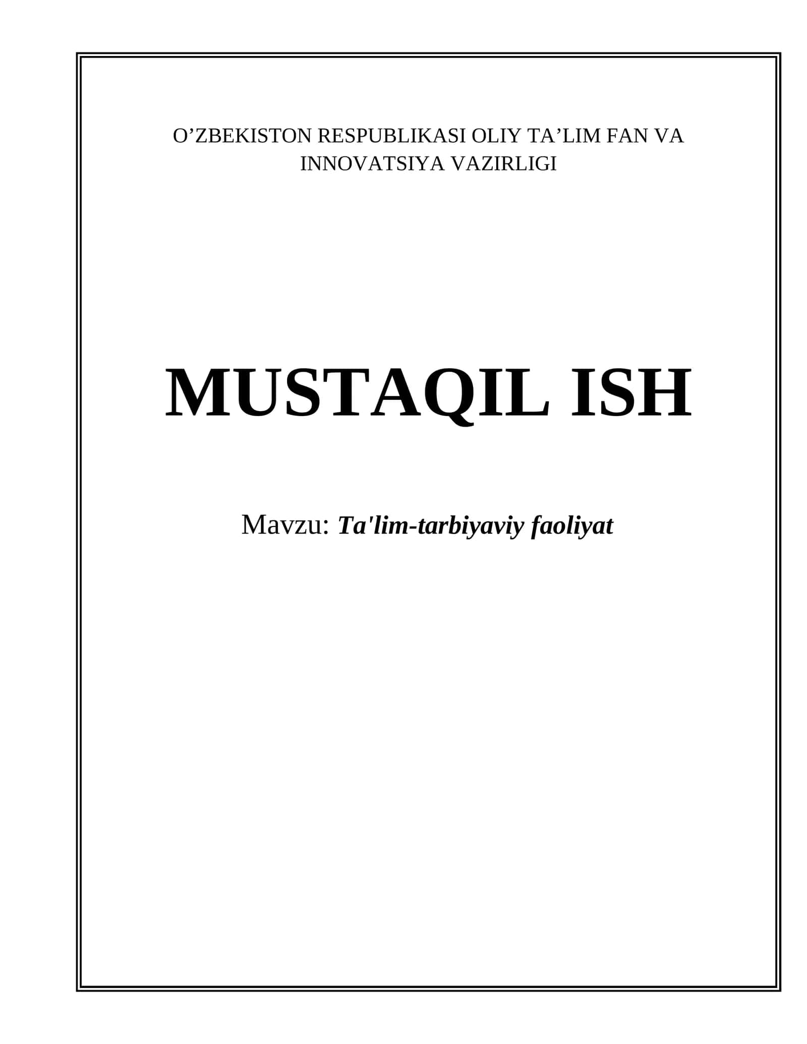 Ta'lim-tarbiyaviy faoliyat