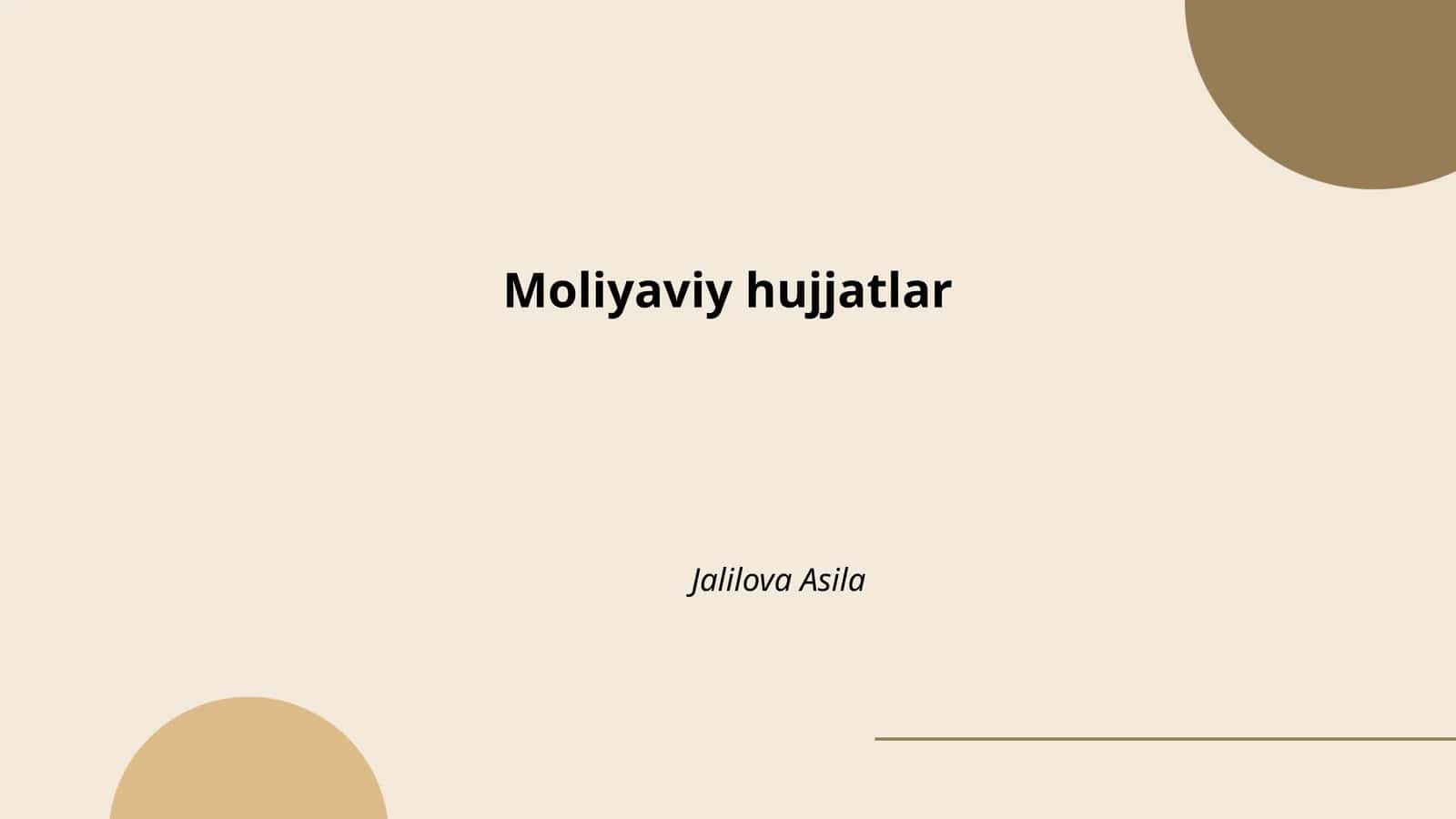 Moliyaviy hujjatlar