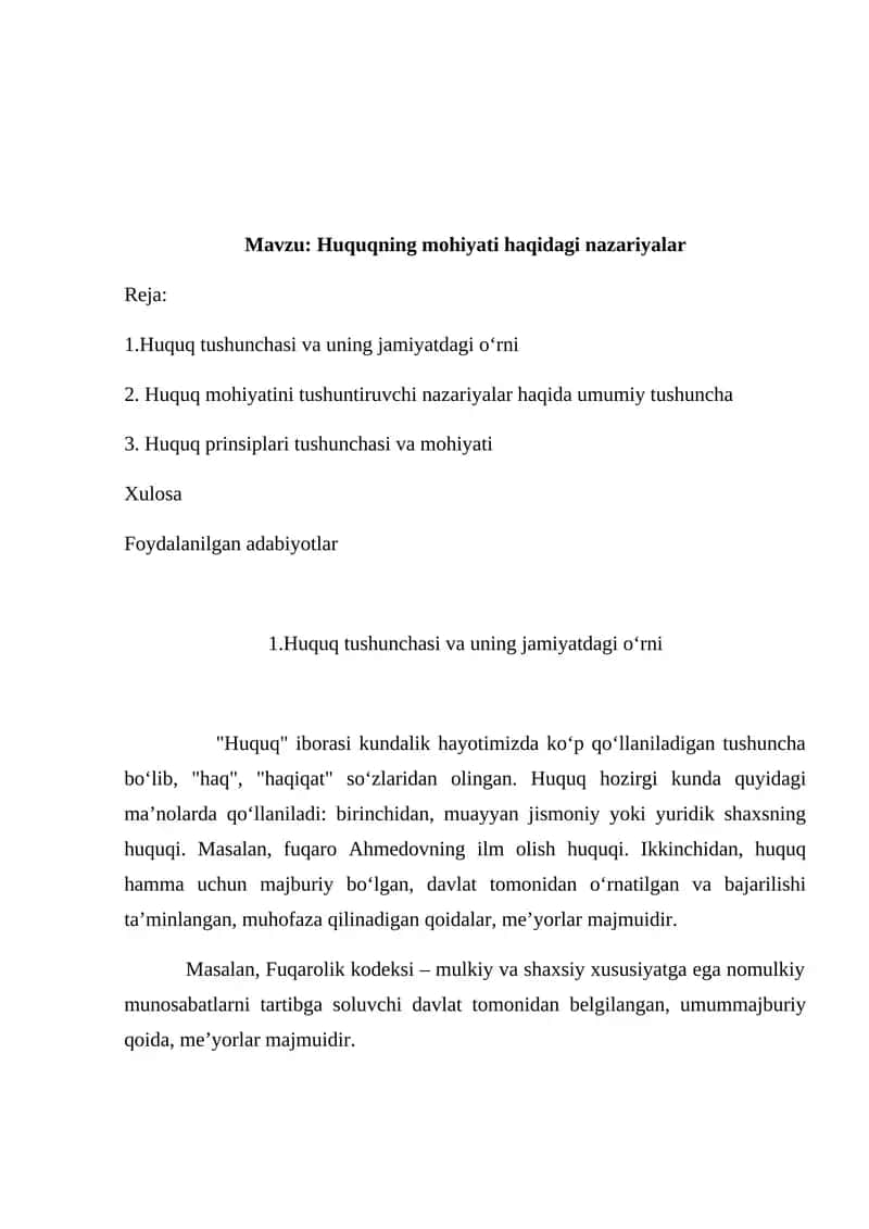 Huquqning mohiyati haqidagi nazariyalar