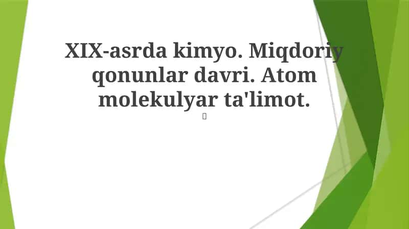 XIX-asrda kimyo