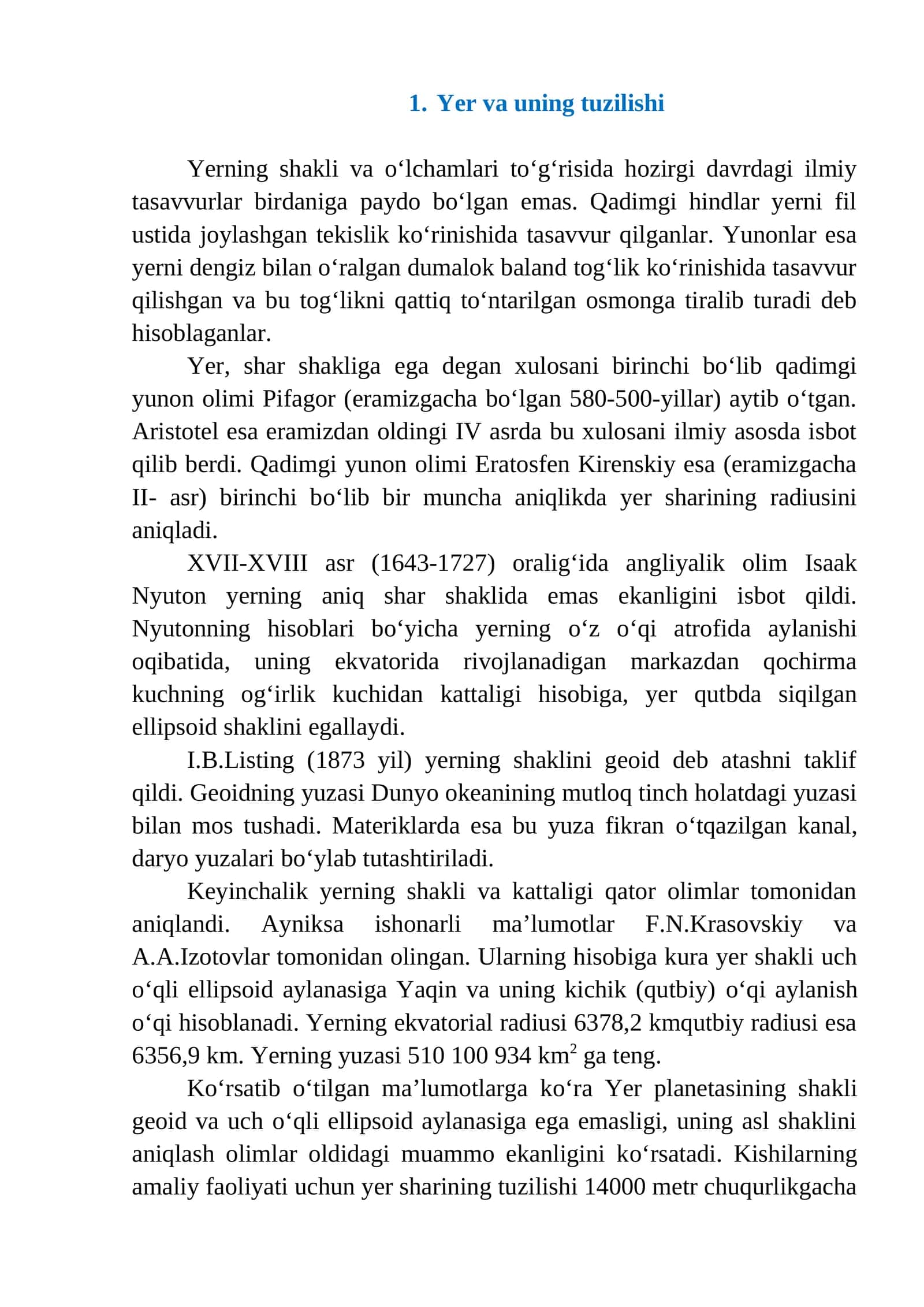 Yer va uning tuzilishi