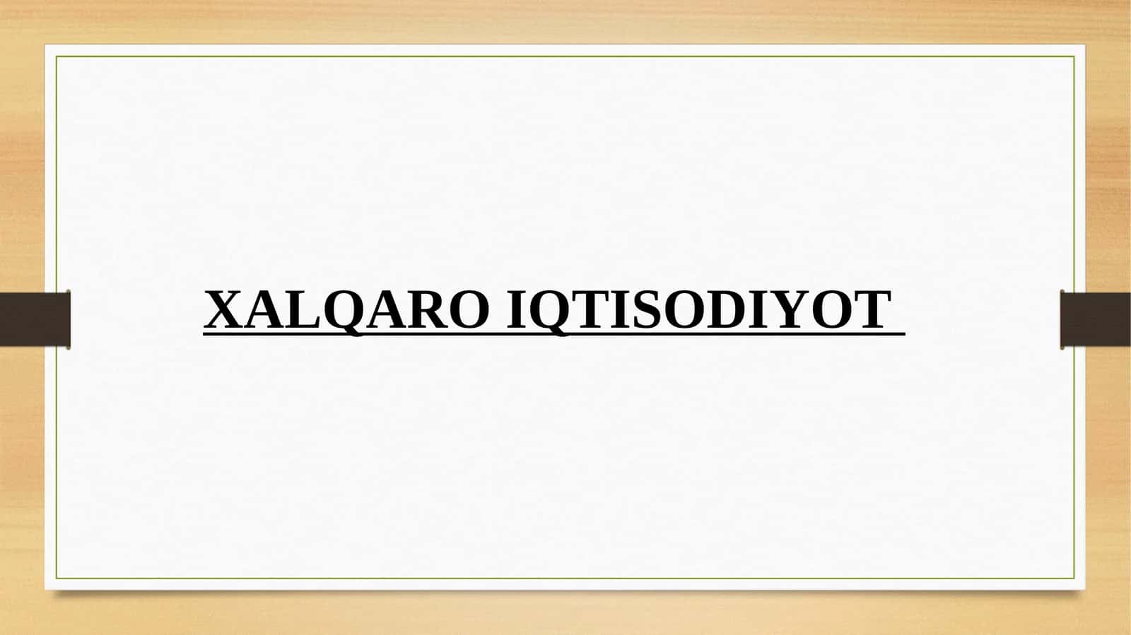 Xalqaro Iqtisodiyot