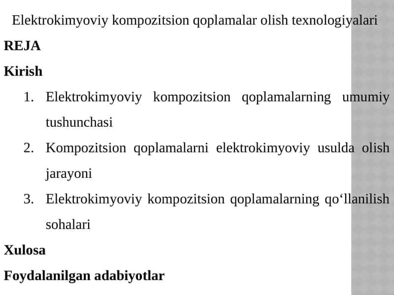 Elektrokimyoviy kompozitsion qoplamalar