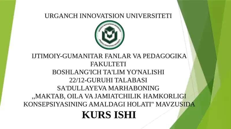 MAKTAB, OILA VA JAMIATCHILIK HAMKORLIGI KONSEPSIYASINING AMALDAGI HOLATI