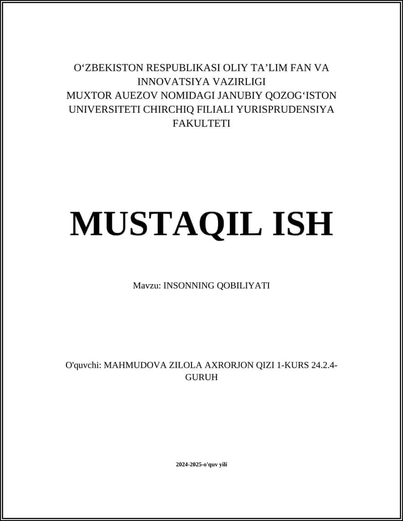 INSONNING QOBILIYATI
