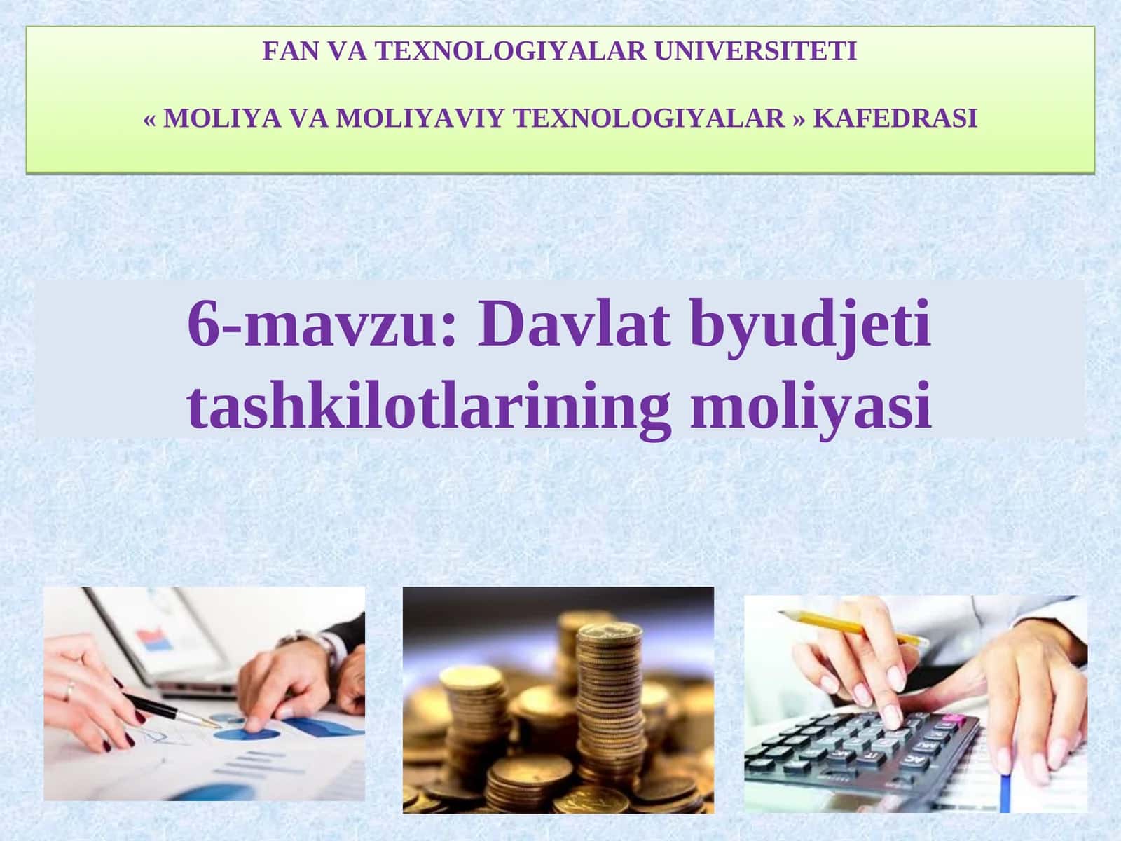 Davlat byudjeti tashkilotlarining moliyasi