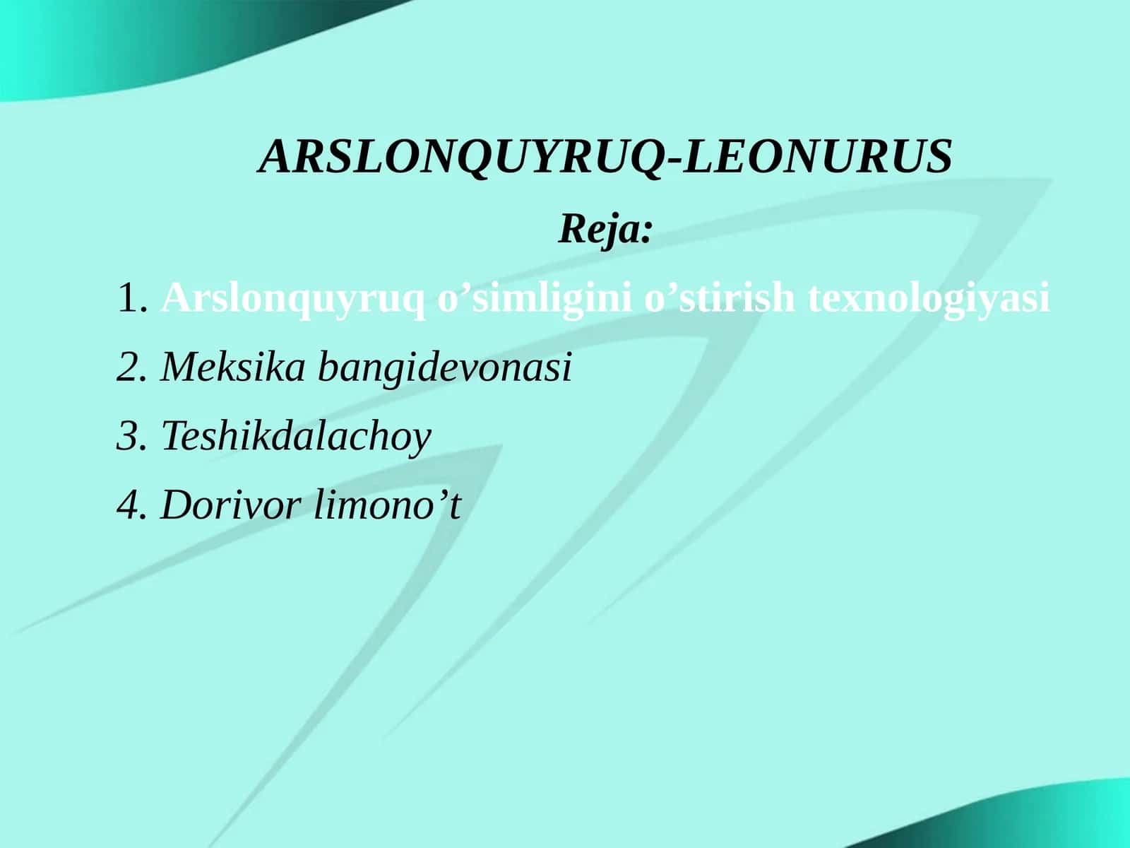 Beshbo’lakli arslonquyruq—Leonurus quinquelobatus