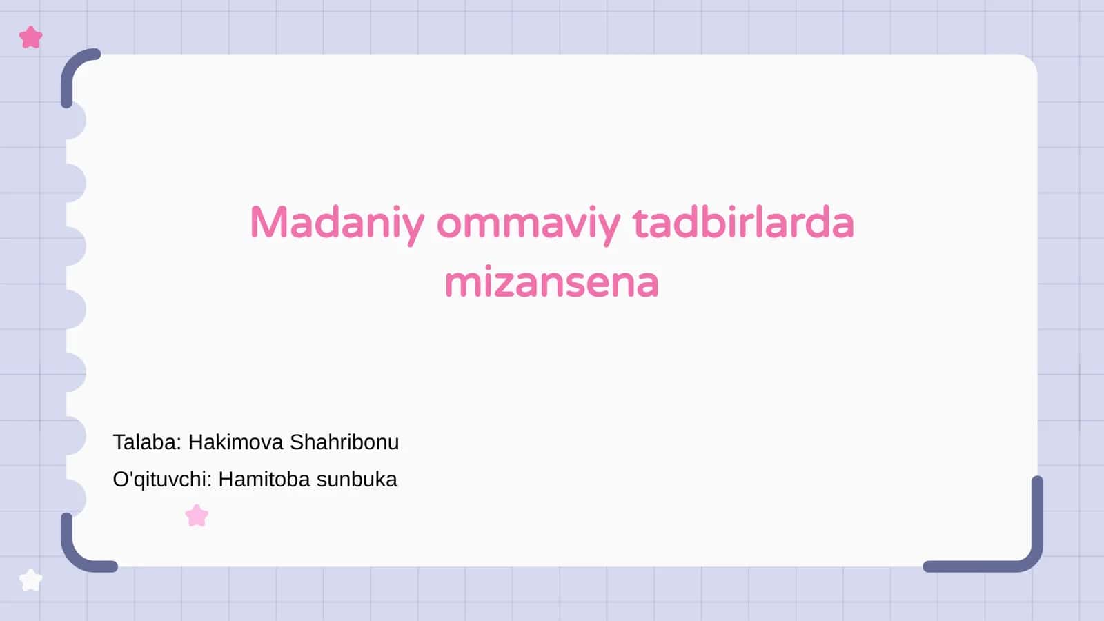 Madaniy ommaviy tadbirlarda mizansena asoslari