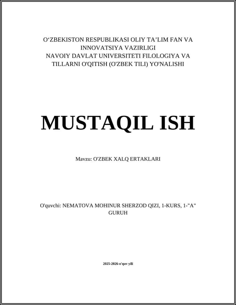 O'zbek Xalq Ertaklari