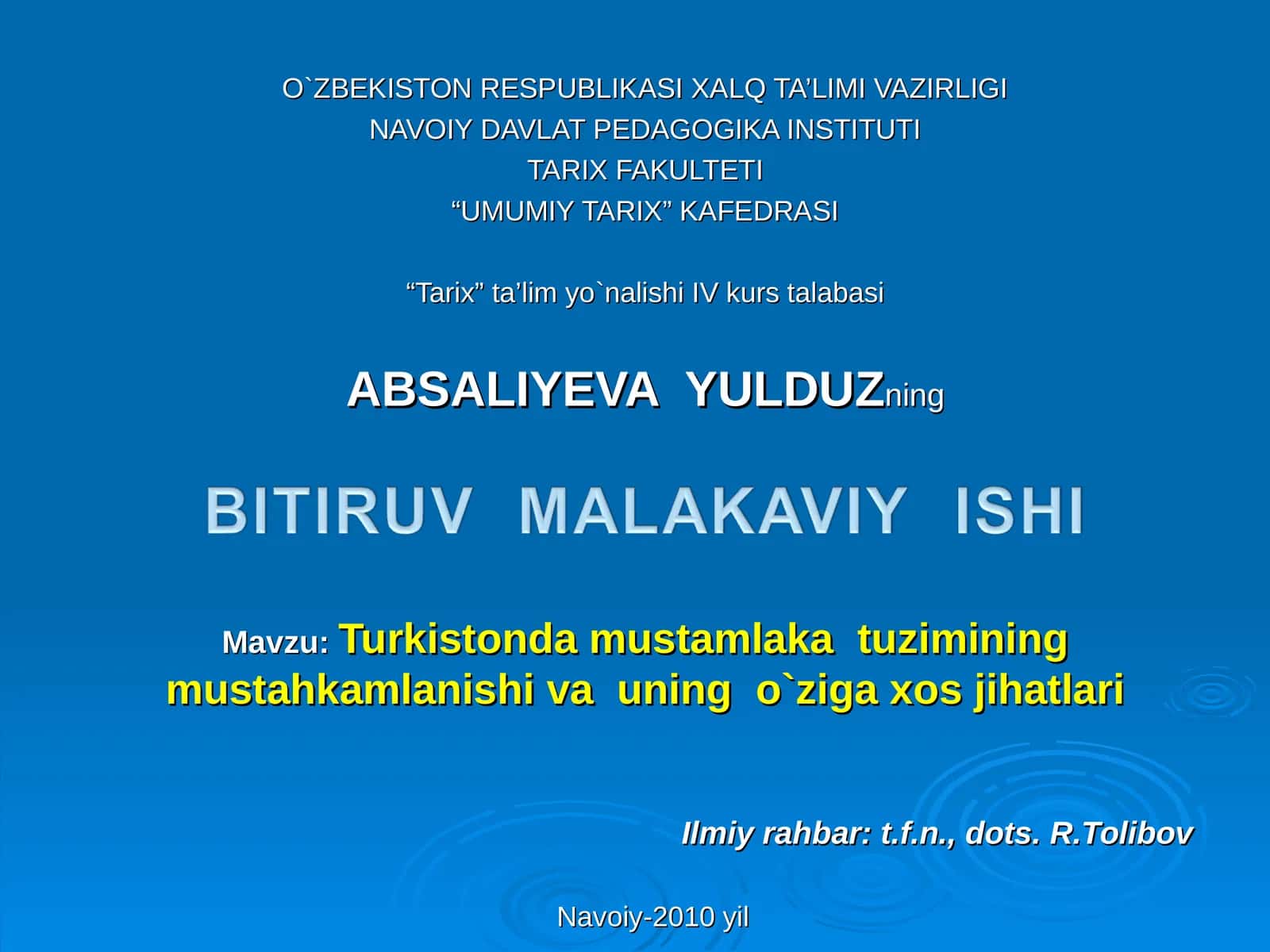 Turkistonda mustamlaka tuzimining mustahkamlanishi va uning o`ziga xos jihatlari