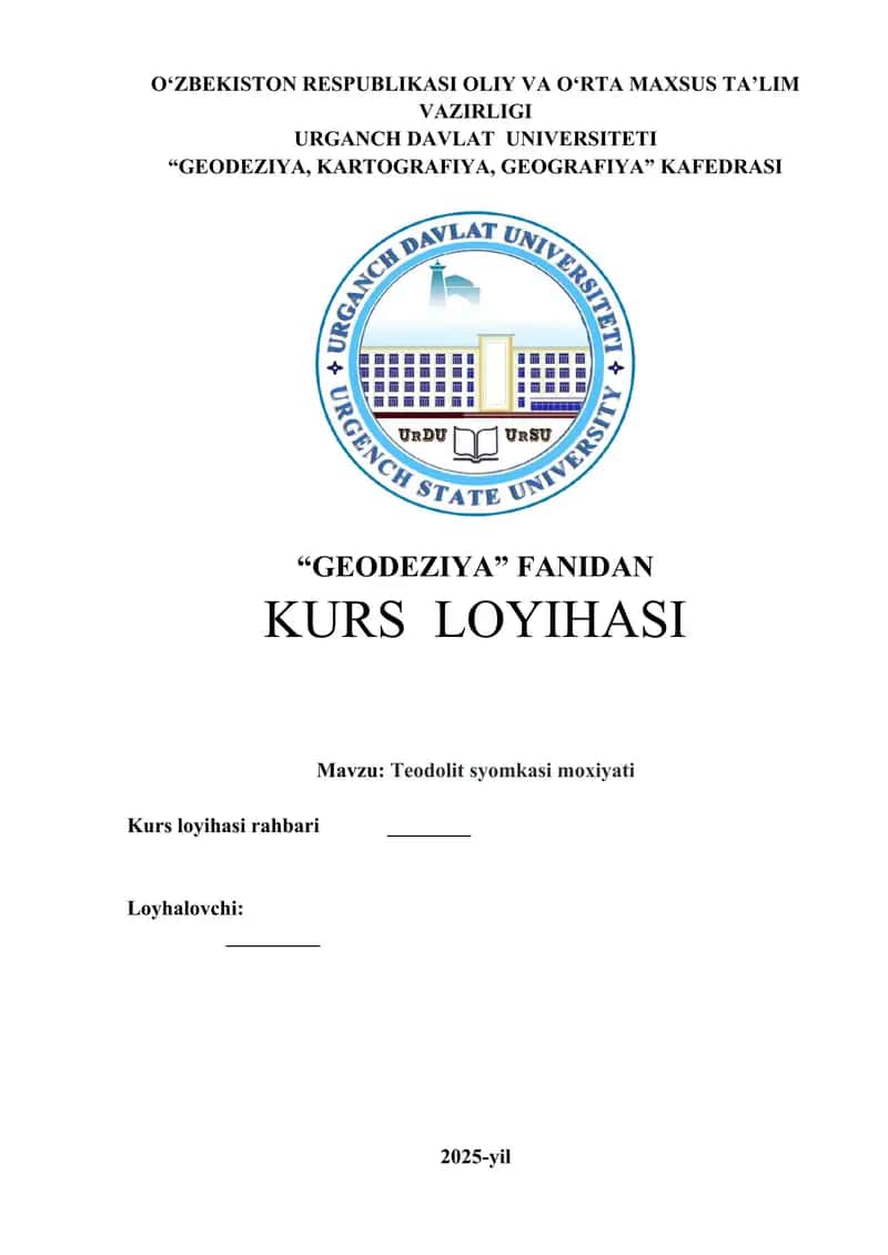 Teodolit syomkasi moxiyati