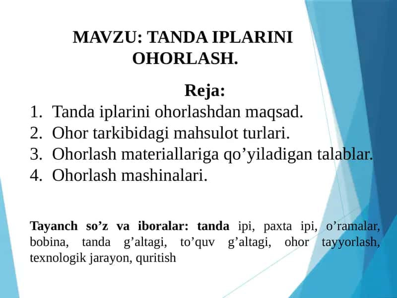 TANDA IPLARINI OHORLASH