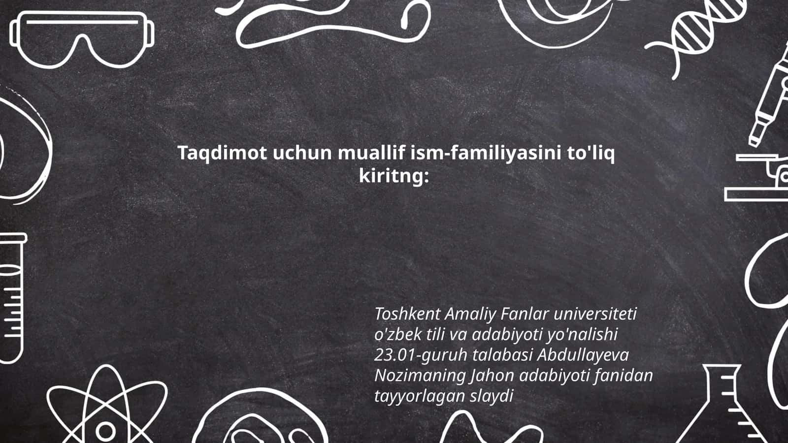 Jahon Adabiyoti fanidan Tayyorlangan Slayd