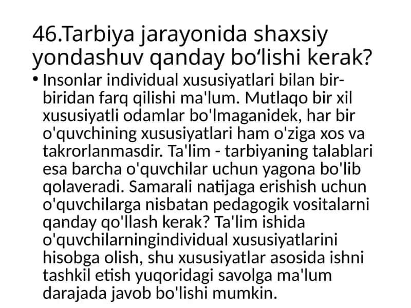 Shaxsiy yondashuv jarayoni