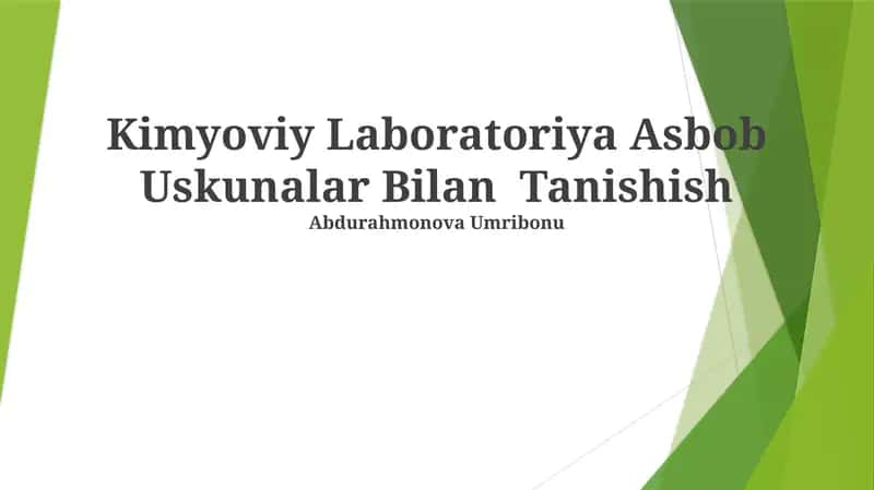 Kimyoviy Laboratoriya Asbob Uskunalar Bilan Tanishish