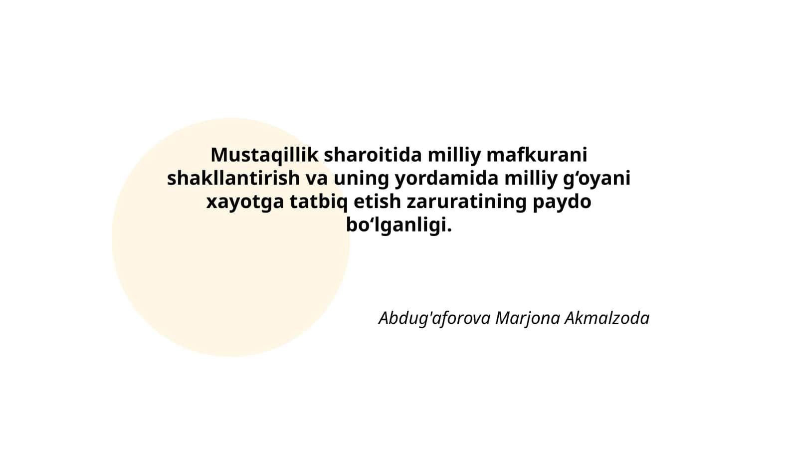 Mustaqillik sharoitida milliy mafkurani shakllantirish va uning yordamida milliy g‘oyani xayotga tatbiq etish zaruratining paydo bo‘lganligi
